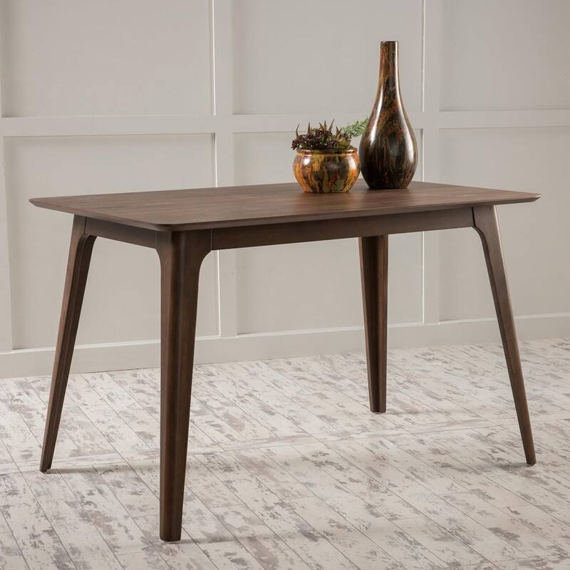 Mid-Century Modern Dining Table-Solid Rubberwood Legs & Faux Wood Top,47.2"W - Easy Assembly
