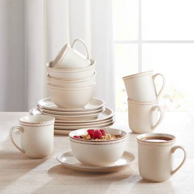 Classic Cream Stoneware 16-Piece Dinnerware Set