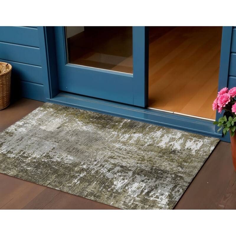 HomeRoots Abstract Transitional Rectangle Outdoor Rug - 3' x 5'