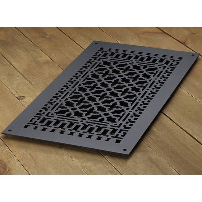 Reggio Registers Scroll Series 12" x 24" Grille with Mounting Holes - Cast Iron - Metal