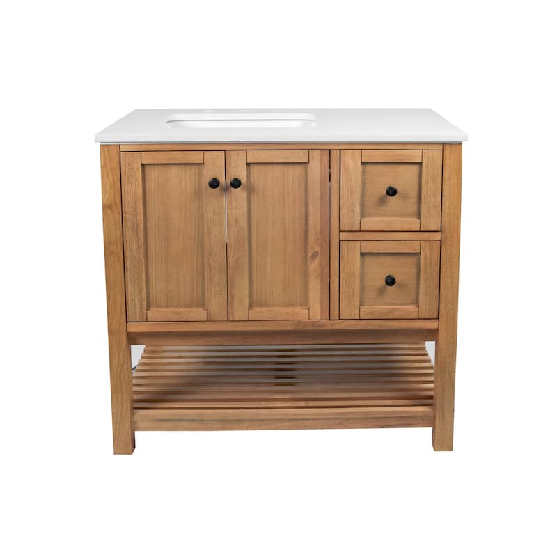 KitchenBathCollection Lakeshore 36" Bathroom Vanity with Engineered White Top