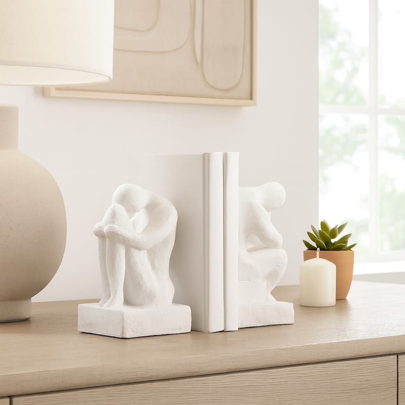 Sagebrook 7" Solid Color Square Thinking Man Bookends - 4" x 3" x 7"