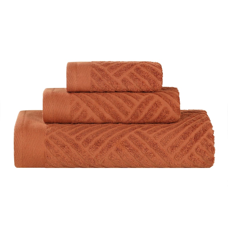Superior Basketweave Egyptian Cotton Jacquard 3 Piece Assorted Towel Set