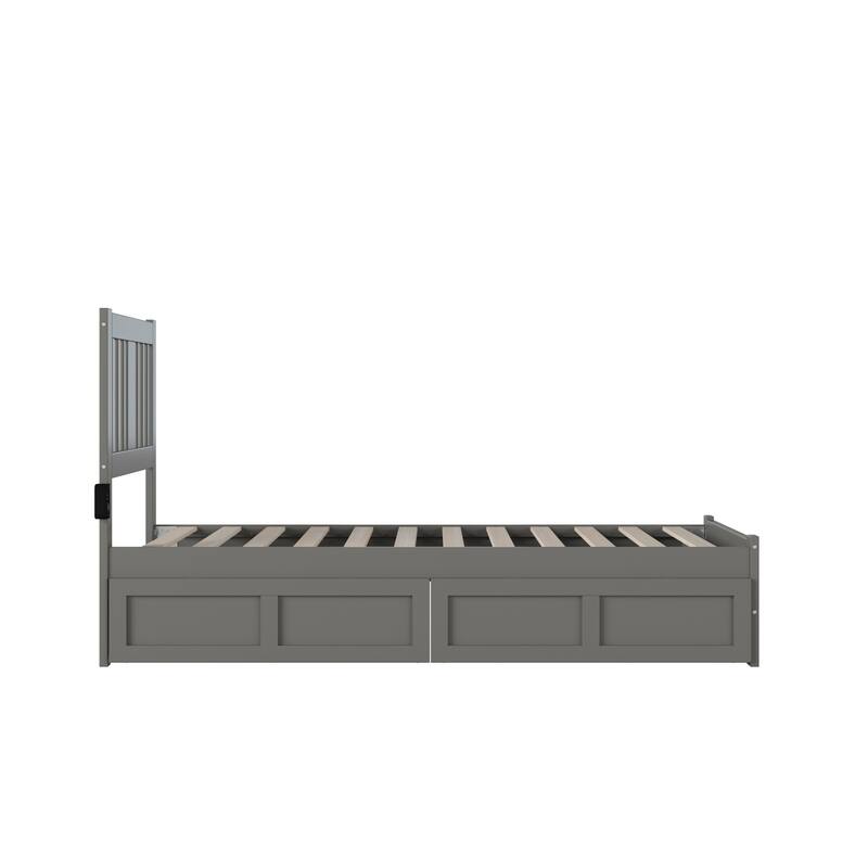 Twin Bed with Footboard & Drawers - Classic Comfort Grey Bedroom Furniture