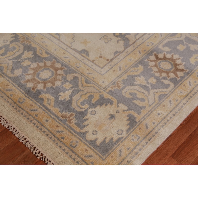Earth Tone Oushak Indian Large Rug Handmade Wool Carpet - 8'1" x 15'8"