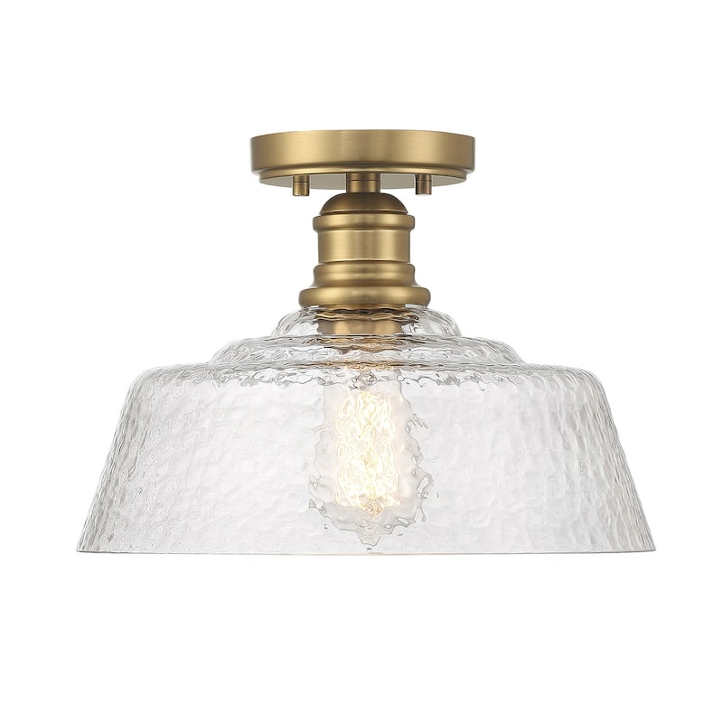 Bellevue SH71300 13" Wide Semi-Flush Ceiling Fixture with a patterned - Natural Brass