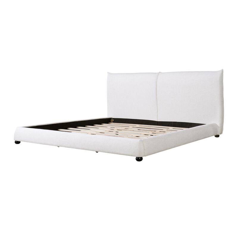 Christopher Knight Home - Naomi Modern Linen Upholstered Platform Bed with Pillow-Back Headboard