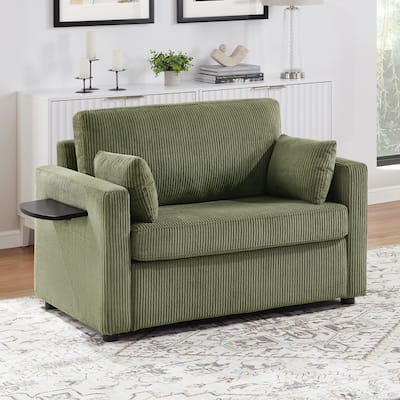 Sleeper Sofa Loveseat Sofa with a Foldable Mattress and Storage Pocket and Two USB Ports - 2 Seat