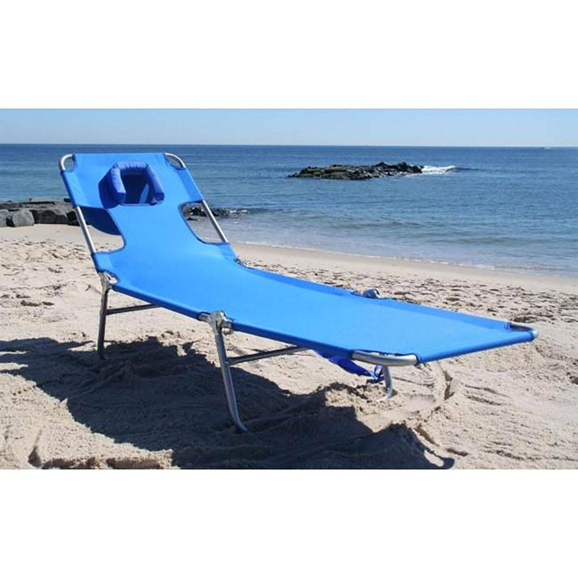 Chaise Lounge Beach Chair with Face Hole Versatile, Folding Lounger,Sunbathing and Reading on