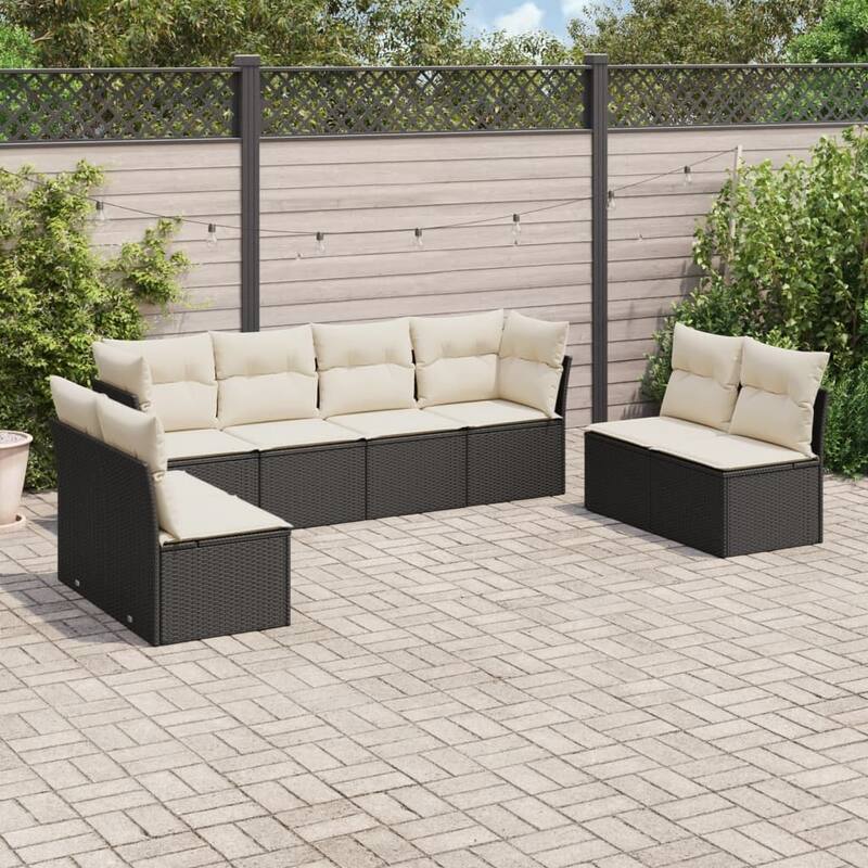 vidaXL Garden Sofa Set Black, Cream White - 24.4 x 24.4 x 27.2