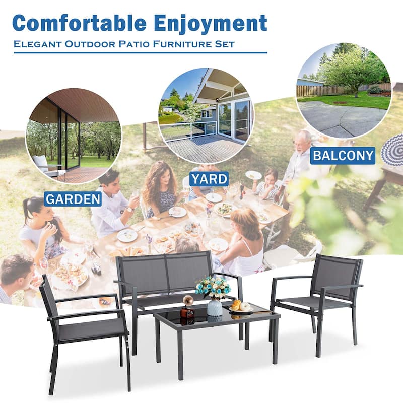 Futzca 4-Piece Outdoor Patio Furniture Set, Textilene Bistro Patio Set