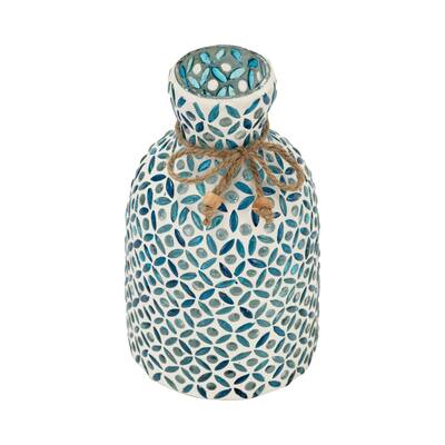 Sagebrook Home Coastal Blue Glass Mosaic Vase