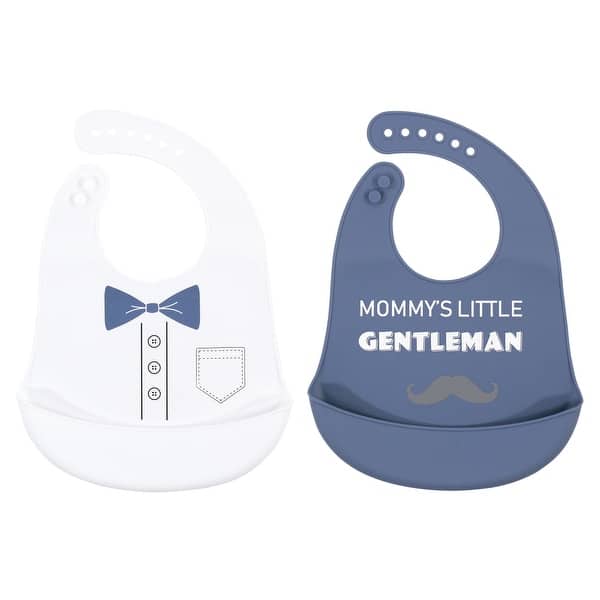 slide 1 of 1, Hudson Baby Infant Boy Silicone Bibs 2pk, Mommys Little Gentleman, One Size - Mommys Little Gentleman - One Size One Size - Mommys Little Gentleman