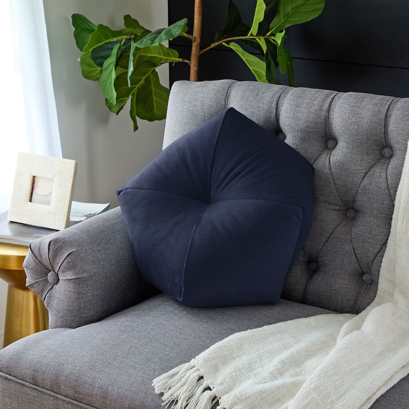 Sorra Home Solid Velvet Indoor Geometric Pillow Single - 18 in W x 8 in H x 18 in D - Navy