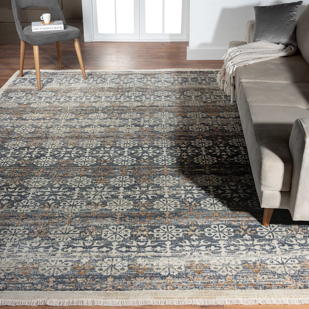 Aurora Transitional Bordered Performance Area Rug