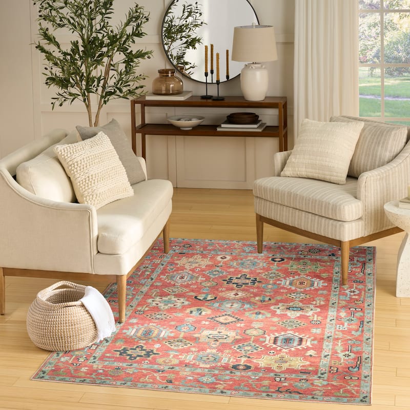 Nourison Vintage Washables Indoor only Red Persian Area Rug