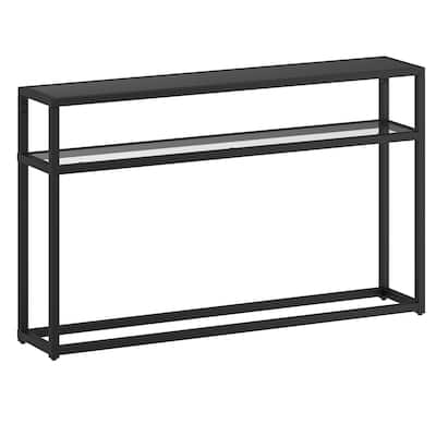 Contemporary 2 Tier Glass and Metal Console Table