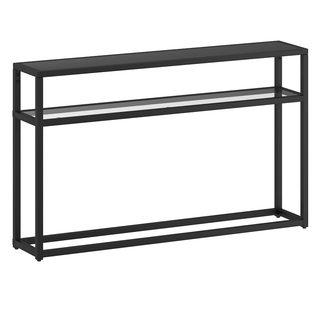 Contemporary 2 Tier Glass and Metal Console Table