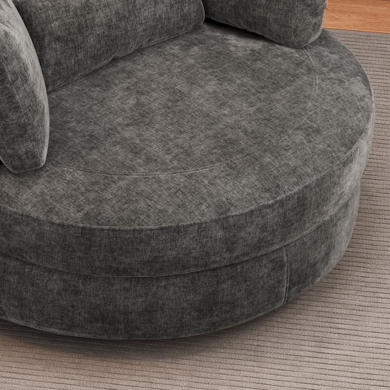 50.2"W Accent Barrel Chair,360° Swivel Club Chair with Metal Base