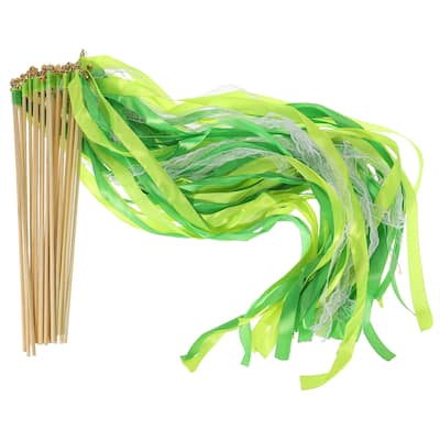 50Pcs Lace Silk Ribbon Fairy Sticks Wands for Wedding Party