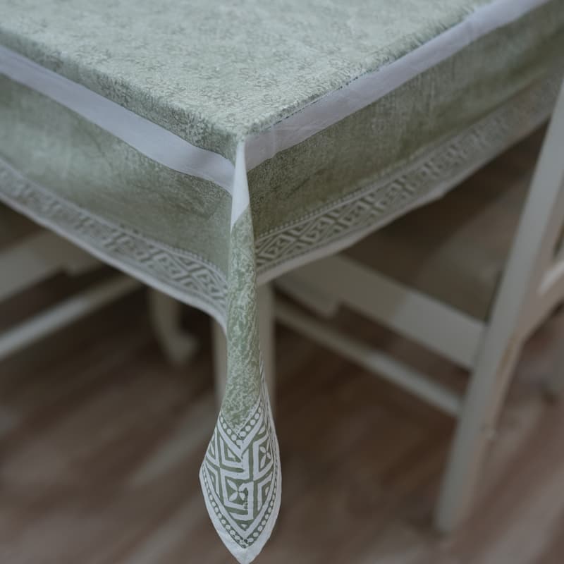Fabdivine Handmade Block Print Cotton Brown Table Cover or Cloth Dining, Farmhouse & Kitchen Décor