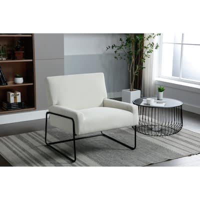 Modern Velvet Padded Seat Accent Chair Metal Frame Armchair, Soft Single Chair for Living Room Bedroom