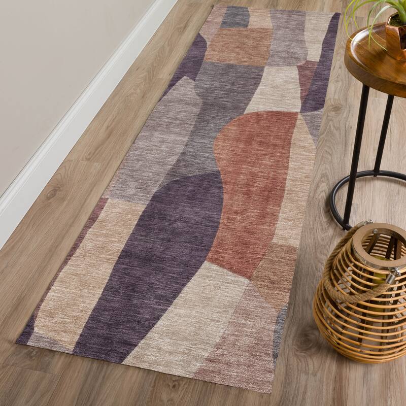 Machine Washable Indoor/ Outdoor Contemporary Layers Chantille Rug