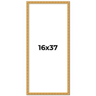 16x37 Frame Gold Real Wood Picture Frame Width 1 inches | Interior