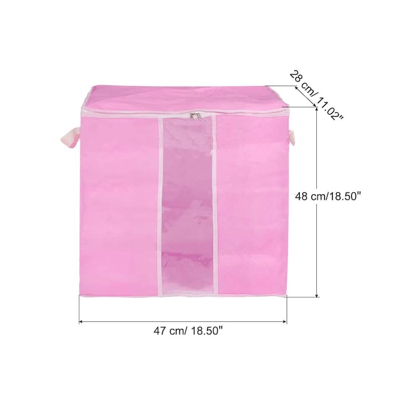 Clothes Storage Bag Foldable Storage Bin Closet Organizer 3pcs - Pink