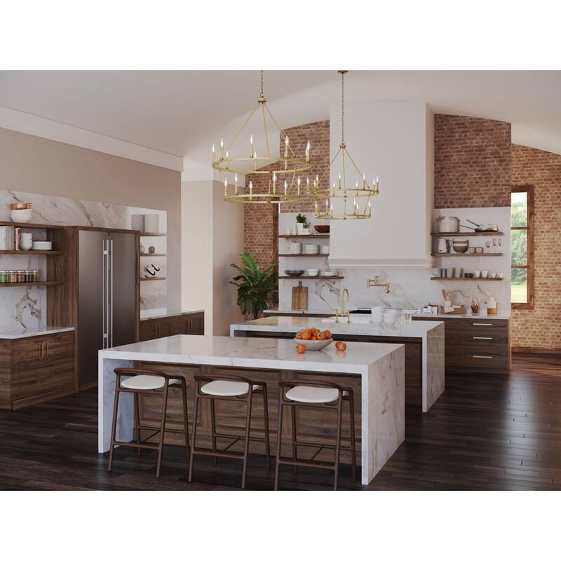 Gilliam Collection Nine-Light Vintage Brass New Traditional Chandelier - 35.5 in x 35.5 in x 38.37 in