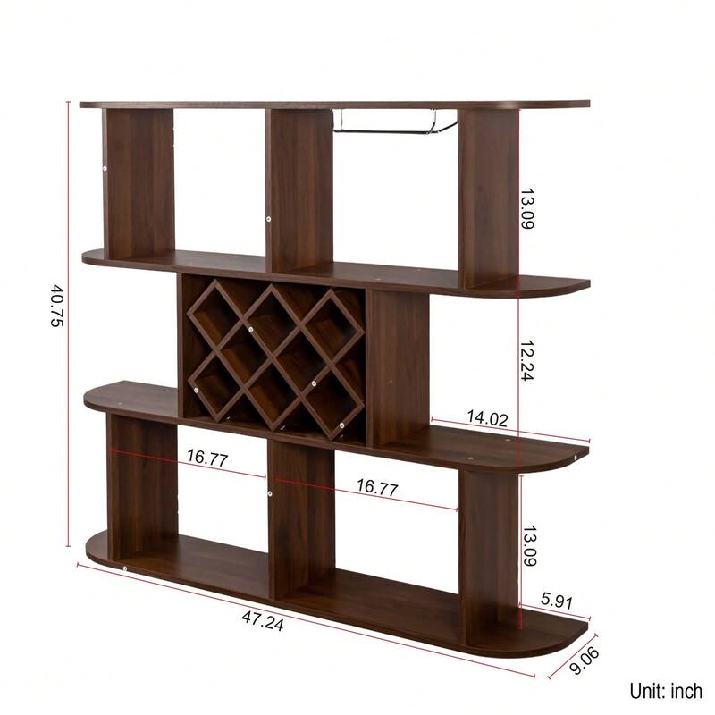 Cusp Barn Farmhouse Wooden Wall Mounted 3 Tier Bottle Wine Rack, Storage Rack with Wine Glass Holder for Home Bar Dining Room
