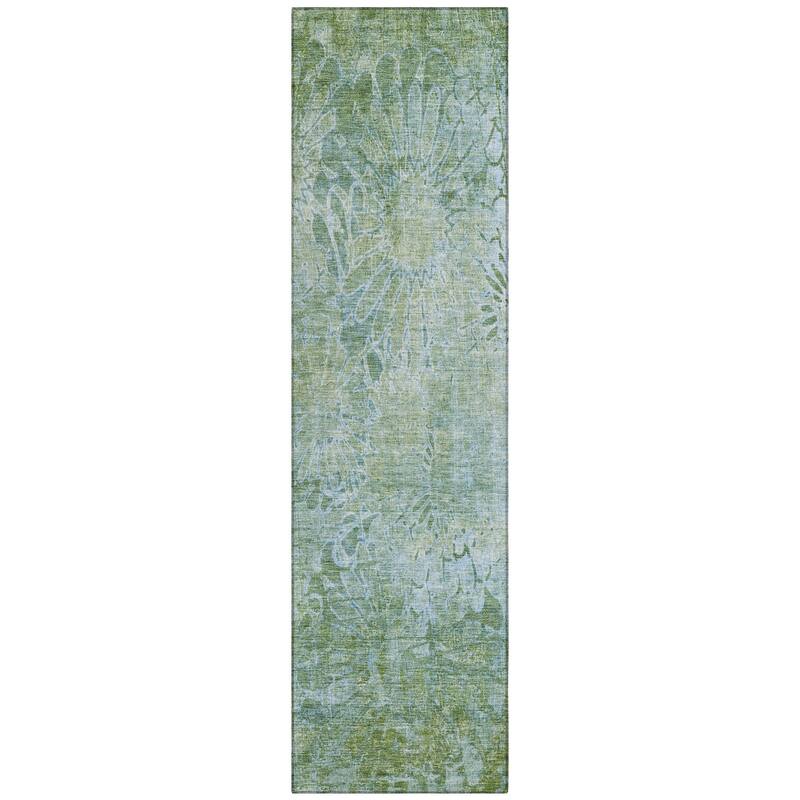 Machine Washable Indoor/ Outdoor Modern Floral Chantille Rug