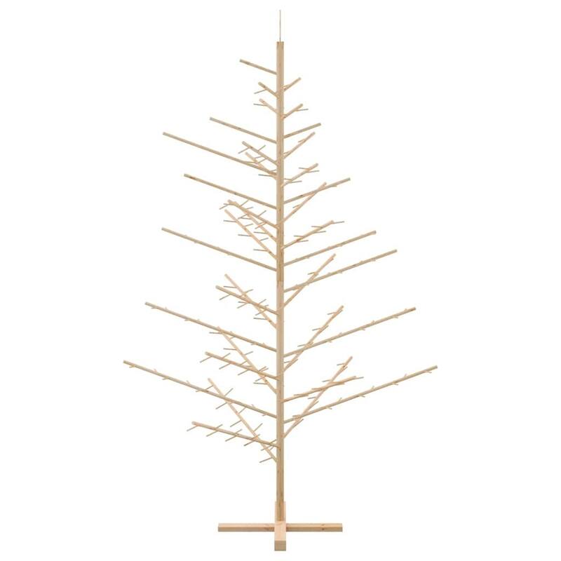 vidaXL Wooden Christmas Tree with Stand Natural/Brown Solid pine wood