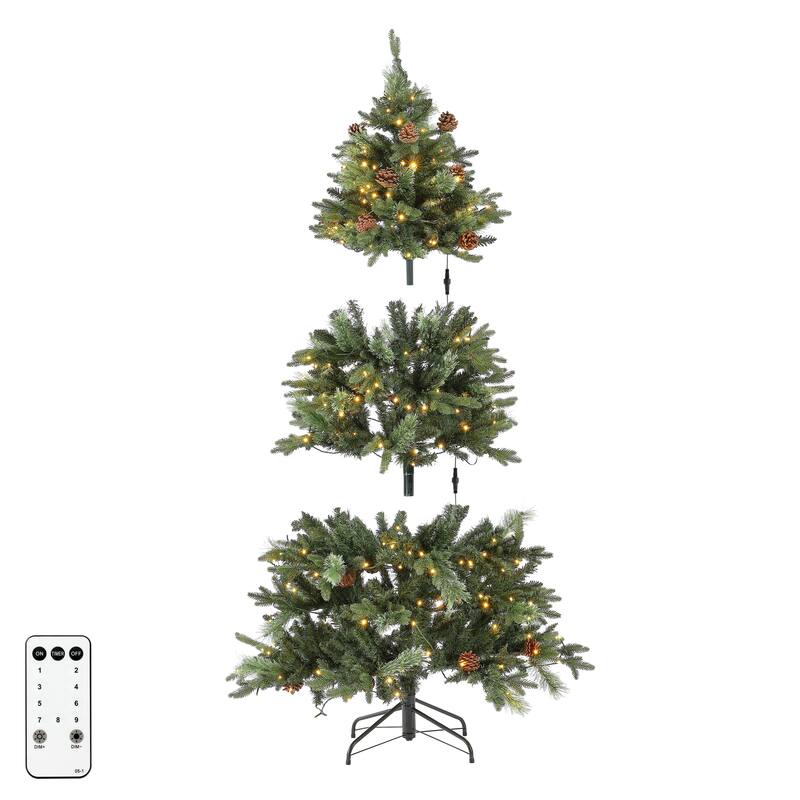 SAFAVIEH Vernita 5.5 Ft, Pre-Lit Artificial Christmas Tree with Pine Cones - 42" W x 42" D x 66" H - 42"Wx42"Dx66"H