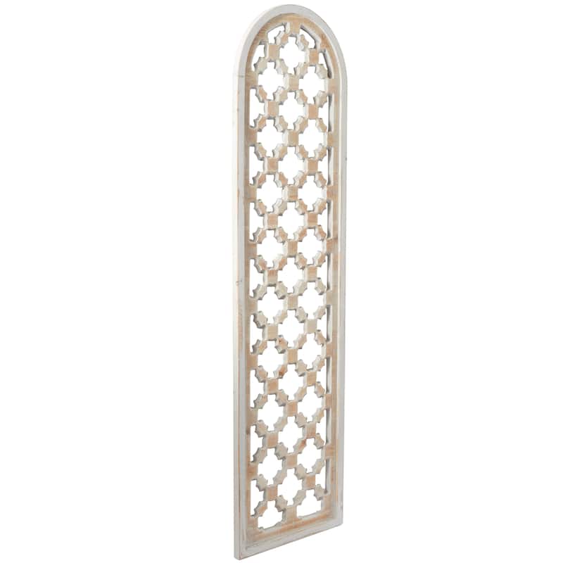 Wood Geometric Carved Trellis Wall Decor - Brown - Roche River Decor