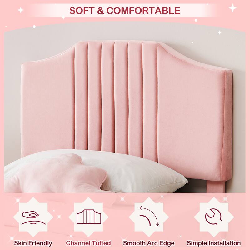 Twin Bed Frame for Kids, Upholstered Platform Bed Frame with Headboard