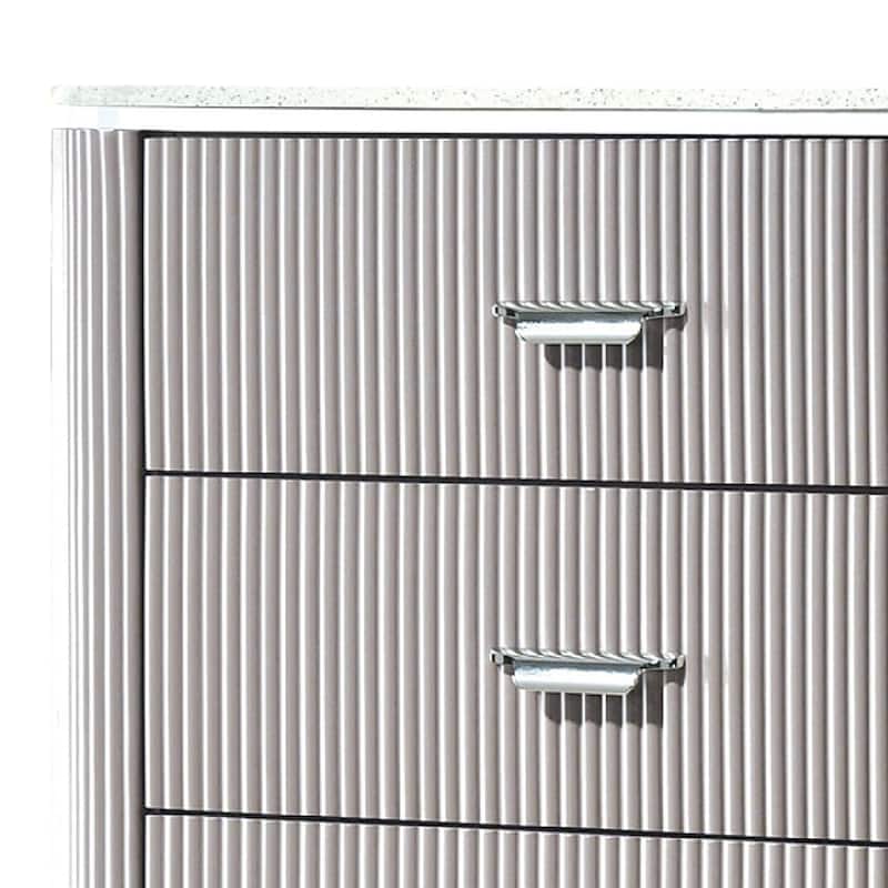 Gema Tall Dresser Chest, 5 Drawers with Cultured Stone Top, Light Gray