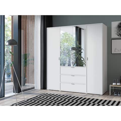 Shaker 71" Wardrobe cabinet in White with Glass door - 71" wide