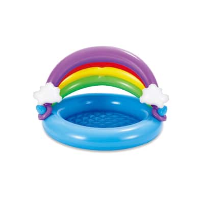 Summer Waves Inflatable Rainbow Baby Shade Kiddie Pool with Soft Cushioned Base - 24.9