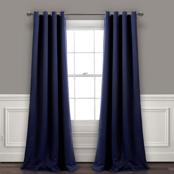 slide 2 of 4, Lush Decor Insulated Grommet Blackout Curtain Panel Pair 52"W x 120"L - Navy