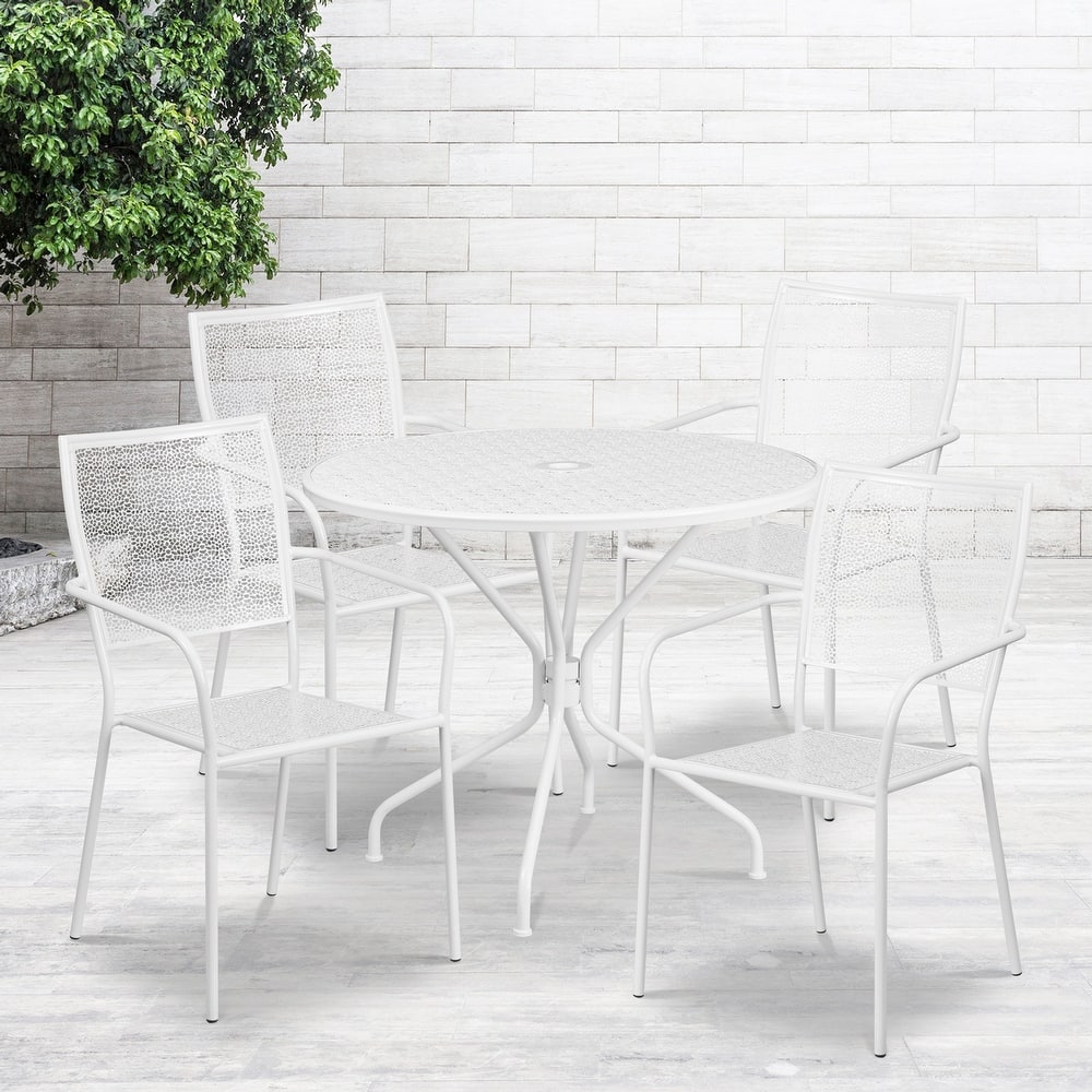 Steel 5-piece 35.25-inch Round Indoor-Outdoor Dining Set