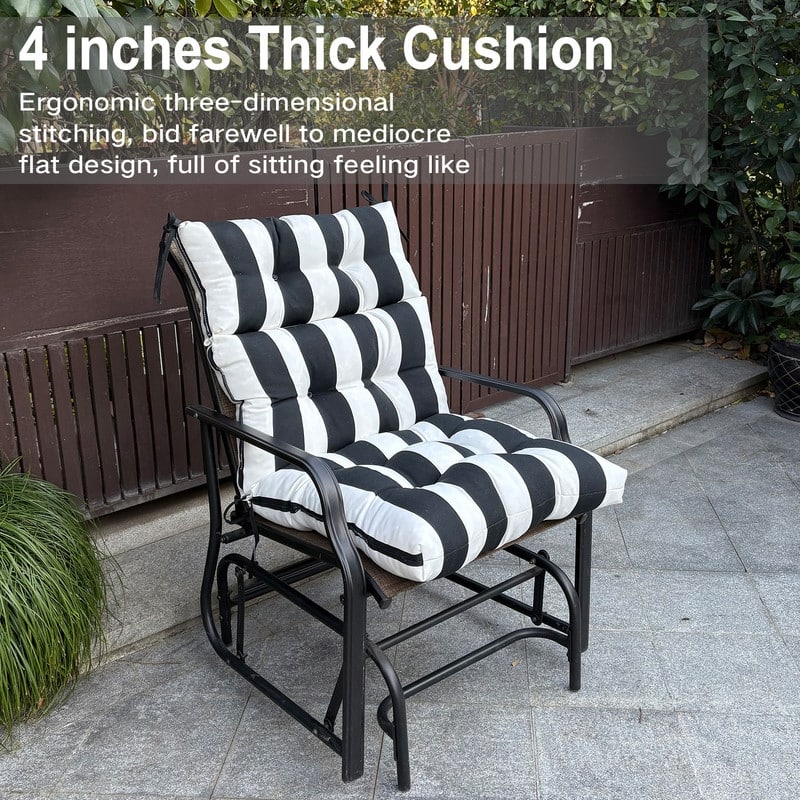 2 Pcs Set High Back Patio Chair Cushions, 44'' x 22''x 4''Tufted Rocking Chair Cushions, for Garden Porch Home Office Chair Use