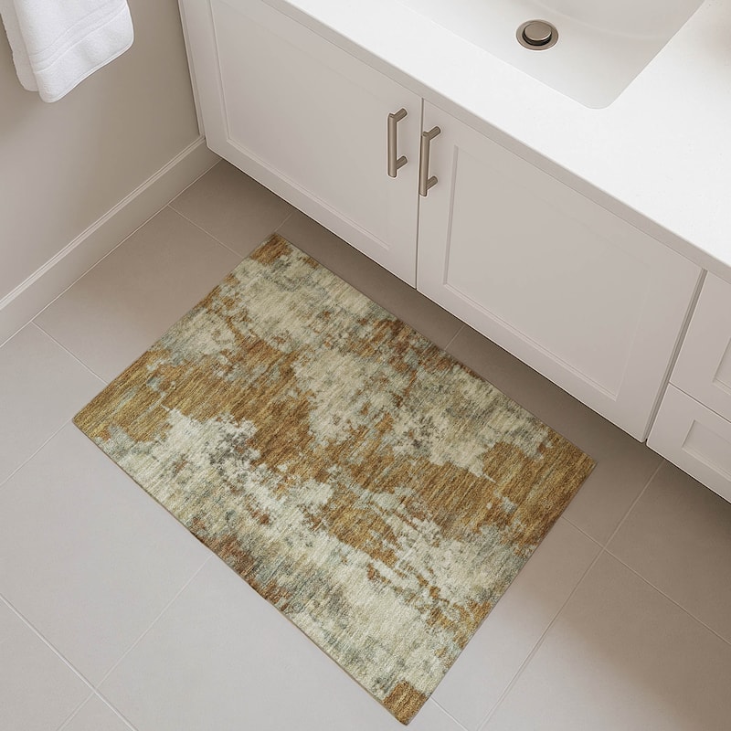 Premium Washable Super Soft Abstract Casual Mayfield Rug - Terracotta - 1'8" x 2'6"