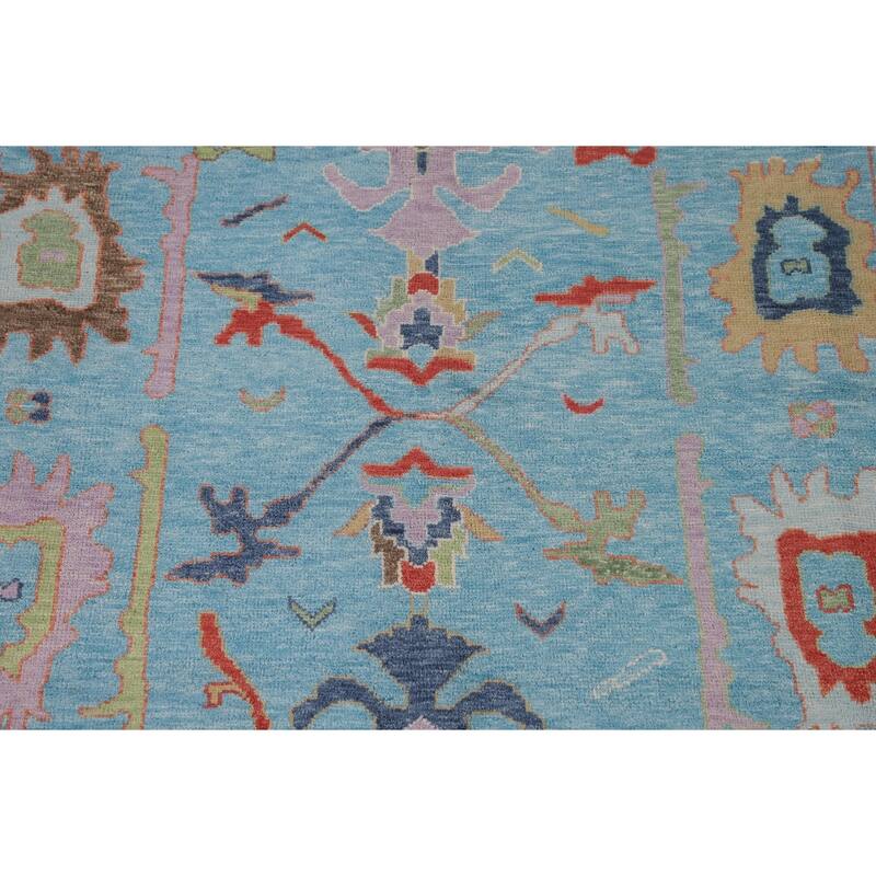 Blue Oushak Area Rug Handmade Wool Carpet - 8'0" x 10'1"