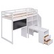 preview thumbnail 11 of 26, Twin Loft Bed with 4-Tier Built-in Shelves, Pull-Out Desk, Storage Stairs, Blackboard Slat Support Loft Bed for Kids Teens
