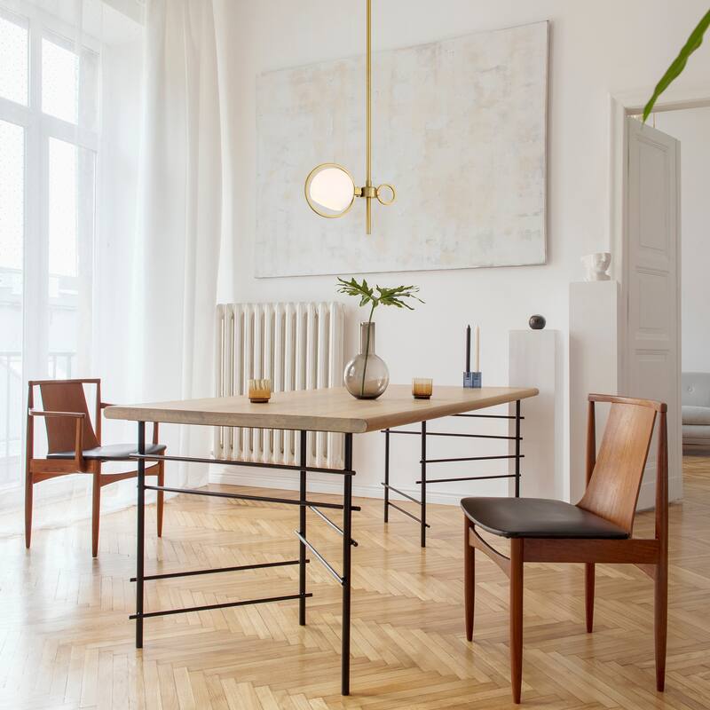 Teatro 11.25 in. 1-Light Brushed Gold Modern Pendant Light