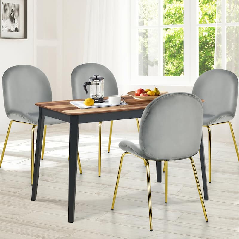 Gymax 4PCS Velvet Dining Chair Accent Leisure Chair Armless Side Chair - See Details
