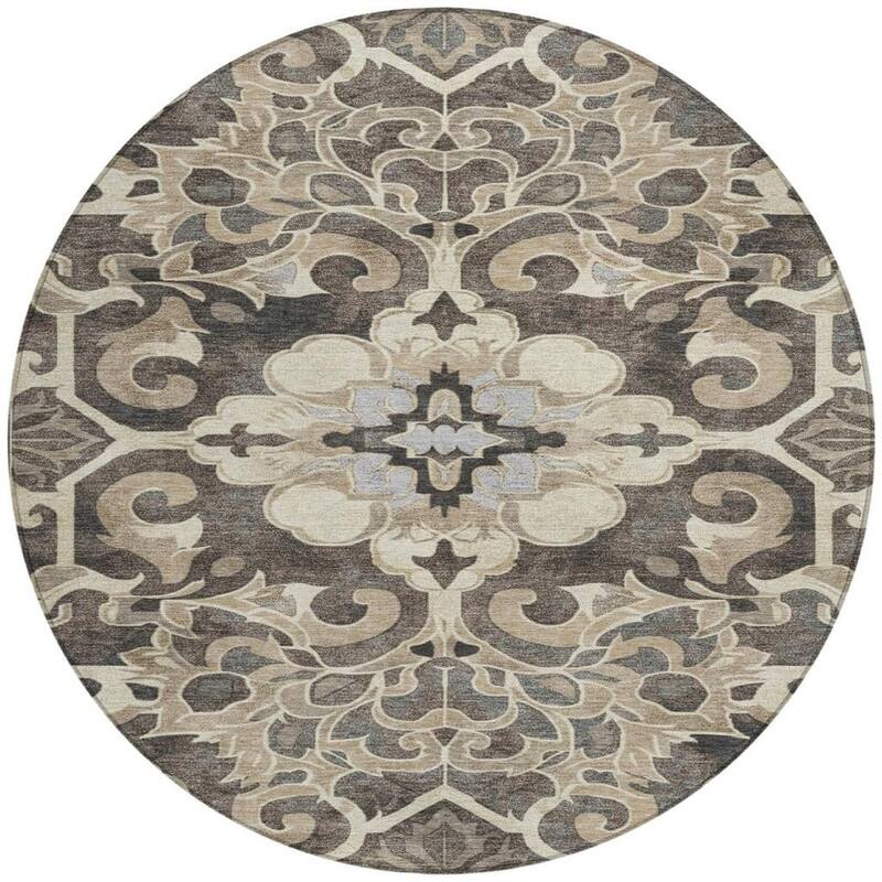 HomeRoots Damask Traditional Rectangle Outdoor Rug