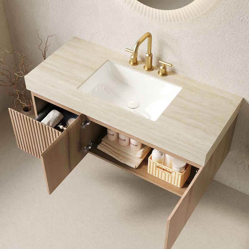 Mondern Floating Bathroom Vanity with 3 Pre-drilled Faucet Holes