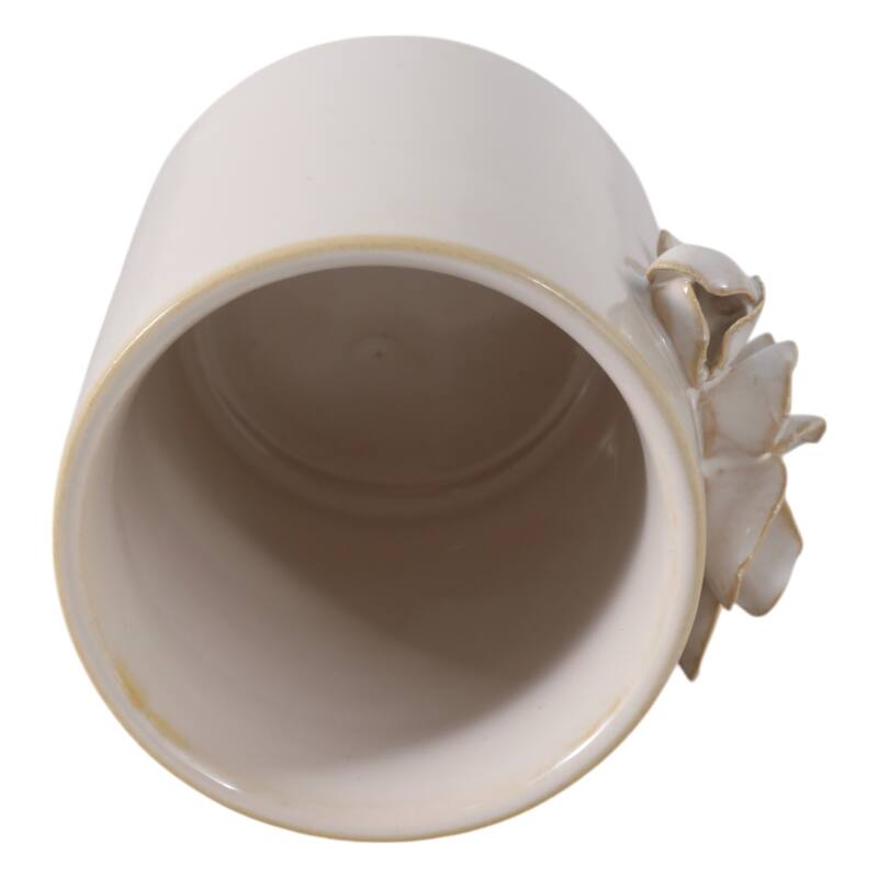 Stoneware Storage Container 3D Floral Sleek Contemporary Design